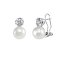 Pendientes de plata tu y yo con perla y en forma circular circonitas